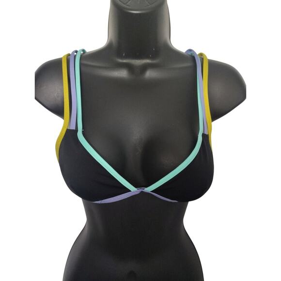 Victoria Secret Colorblock Triangle Black Womens Size Small - Picture 1 of 3